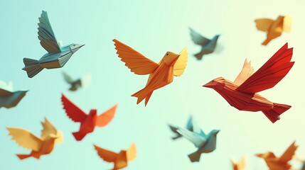 many pastel tone Miniature Traditional Japanese Origami Paper Cranes