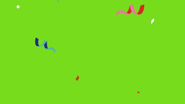 Looping Confetti party explosion effect - Double burst of festive colourful particles on isolated green screen  background