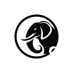 Illustration vector of elephant logo badge or icon on whitr background.