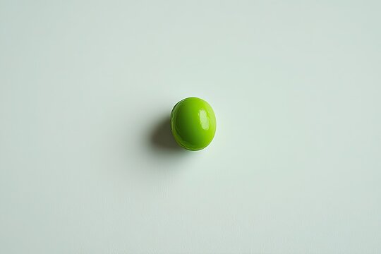 Minimalistic a single green pea on a solid white background