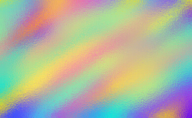Vector rainbow hologram foil texture background. Abstract gradient bright and shiny light reflection rough texture surface. Vector for background, backdrop, web, wallpaper, print and design artwork.