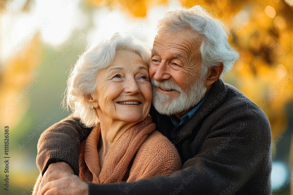 Wall mural senior couple outdoor portrait happy lifestyle togetherness affection love fun retirement active nature smiling piggyback game joy elderly