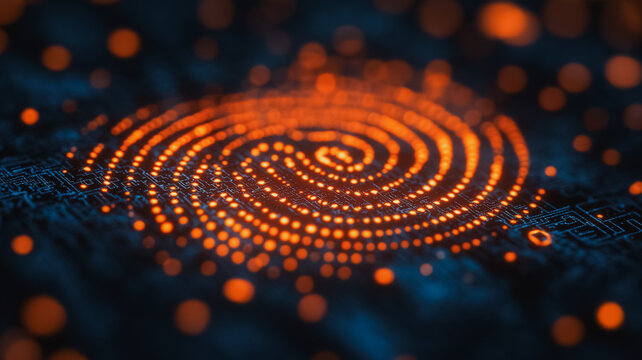 A close up of a fingerprint with a blue background