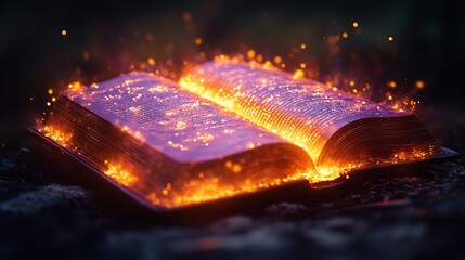 Burning Book  Magical Fire  Glowing Pages  Fantasy  Mystery