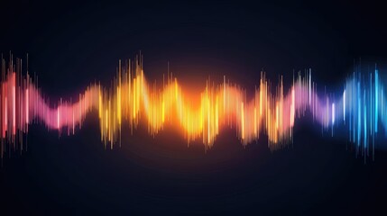 Colorful sound wave pattern on a dark background, vibrant and dynamic visual.