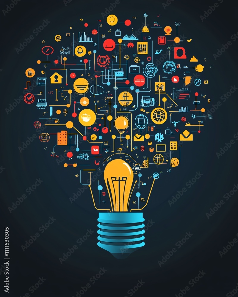 Poster Abstract representation of digital transformation in the corporate world, showcasing the integration of advanced technology to revolutionize business processes and drive change