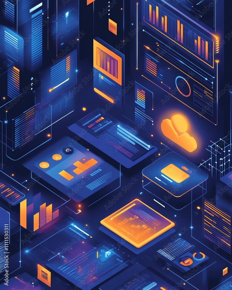 Aufkleber abstract representation of the digital revolution in business, with advanced technologies seamlessly