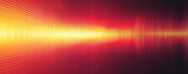Abstract sound wave graphic with vibrant red and orange hues, digital design background.