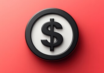 Fototapeta premium Black Dollar Icon with Circular Border for Business and Finance