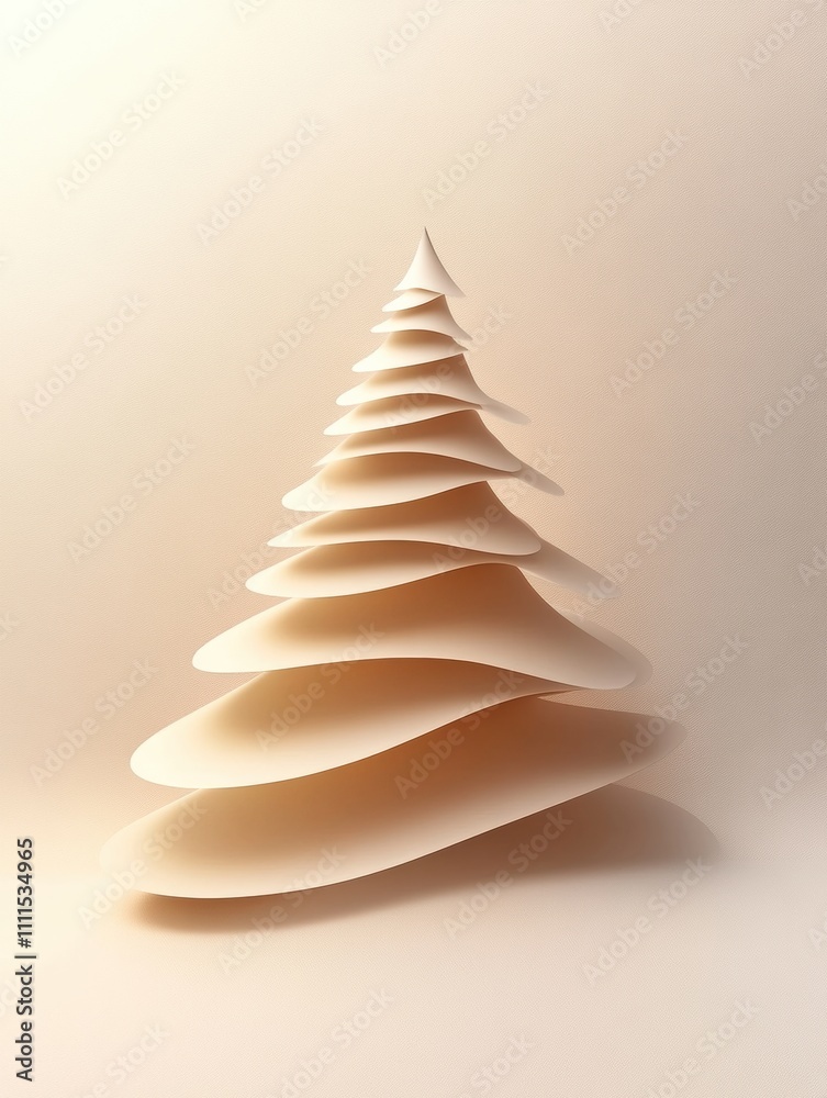 Poster layered paper creates a unique christmas tree design that features ample blank space for writing or 