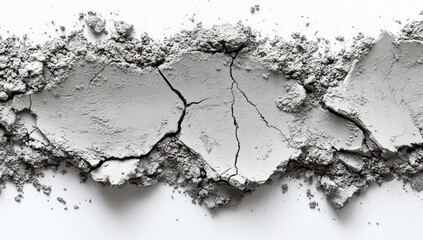 Obraz premium Gray clay wet cement mortar texture abstract construction material isolated on white background