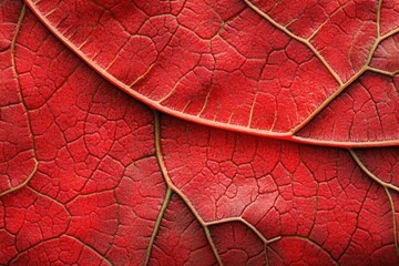 Obraz premium Vibrant red maple leaf Autumn foliage High contrast Detailed veins