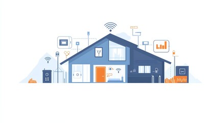 Fototapeta premium A diagram showing a home with smart home technology.