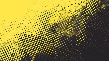 Abstract Yellow And Black Halftone Pattern Design