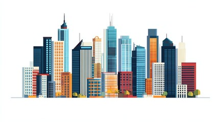 Fototapeta premium A colorful illustration of a city skyline.