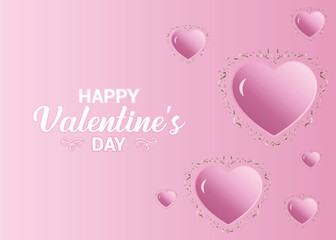 Happy Valentine's Day vector background template design with realistic hearts,and hand drawn lettering ideas for banners, flyers, invitations, posters, greeting cards and sale designs.