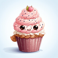Arifin charming kawaii style knitted cupcake while smiling By Generated AI