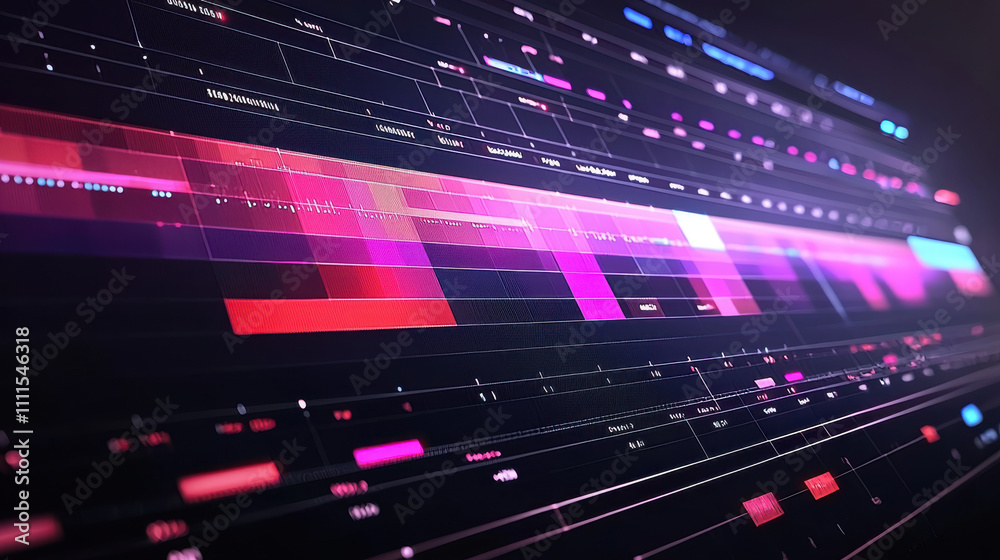 Poster gantt chart concept. dynamic gantt project timeline graph showcasing vibrant colors and intricate de
