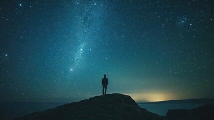 Fototapeta premium Astrophotography setup under starry sky, camera on tripod