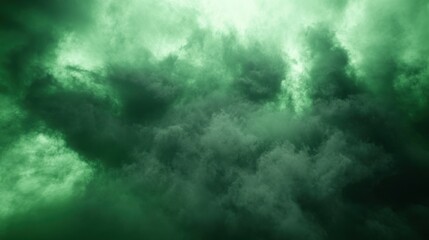 Obraz premium Dramatic Green Storm Clouds Filling the Sky with Dynamic Swirls and Ethereal Light, Creating an Atmospheric and Captivating Scene of Nature's Fury