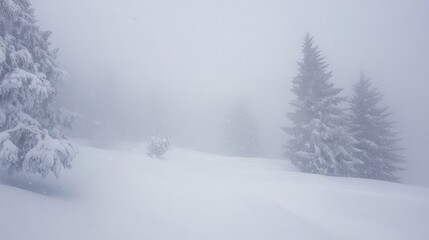 Obraz premium Blizzard scene with heavy snowfall and low visibility
