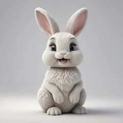 Fototapeta premium Cute cartoon bunny rabbit sitting.