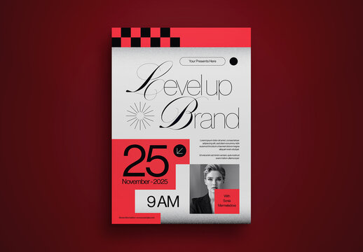Red Utilitarian Level Up Your Brand Flyer Layout
