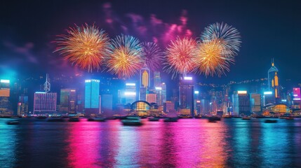 Obraz premium Fireworks in a vibrant display for Chinese New Year