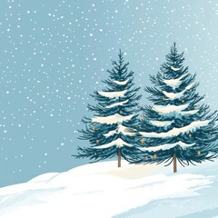 Obraz premium Winter snowy backdrop, fir tree details, flat design illustration