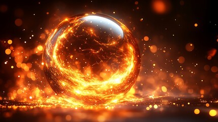 Obraz premium Fiery Orb Abstract Energy Sphere Background