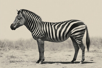 Fototapeta premium A Single Zebra Stands in Serene African Savanna