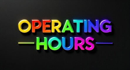 Obraz premium operating hours colorful calligraphic shining shiny smooth lettering on plain black background