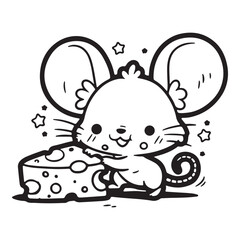 Animal Alphabet	M - Mouse standing next to a piece of cheese