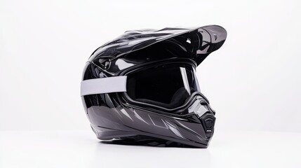 Fototapeta premium Modern Snowmobile Helmet with Sleek Aerodynamic Design and Lightweight Construction on White Background