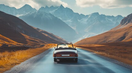 Classic Car Journey Through Majestic Mountain Pass