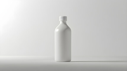 Minimalist Aesthetic of Opaque White Glass Bottle on a White Canvas