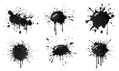 Fototapeta premium Black Ink Splatter Set High Res Texture Backgrounds