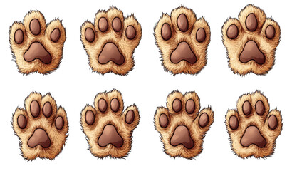 Fototapeta premium Cute Fluffy Paws Prints Dog Cat Pet Animal Paw Background