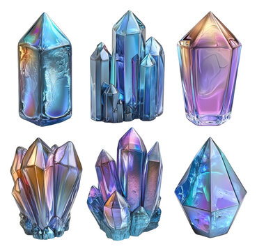 Iridescent Crystals Gemstones Minerals Precious Stones Collection Fantasy Magic Mystical Jewels