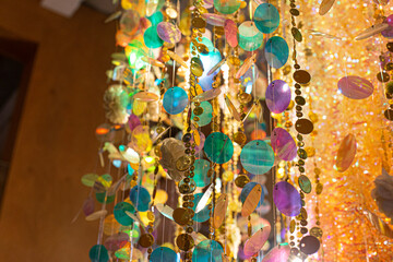 Mother of Pearl Mobile hanged on the ceiling.