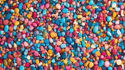 Colorful pebbles arranged in a vibrant mosaic pattern