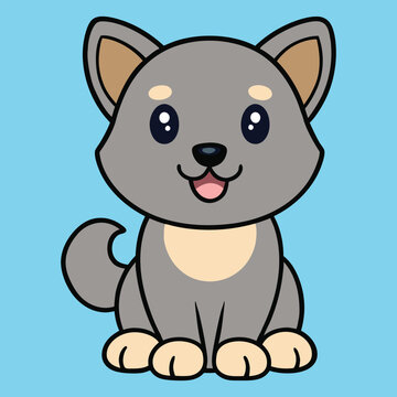 Cute Baby Cartoon Prazsky Krysarik Dog Sitting Vector Illustration Design