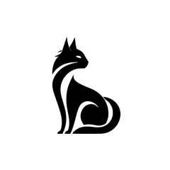 Minimalist Logo Black Cat Silhouette