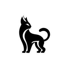 Minimalist Logo Black Cat Silhouette
