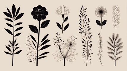 Timeless Flower Silhouettes Vector Bundle

