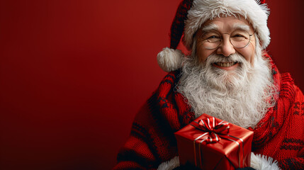 Naklejka premium Santa Claus Holding a Gift