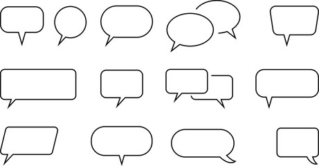 Fototapeta premium Line Speech Bubble set. Talk bubble group. Speak bubble text, chatting box collection, Empty message box outline cartoon vector