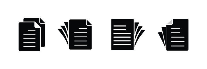 Paper documents icons set. Line sumbol. File icon. Folded written paper set. Line icon - stock vector.