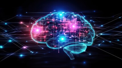 Obraz premium Digital representation of a brain with vibrant connections