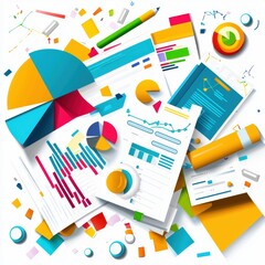 Colorful Business Charts and Documents